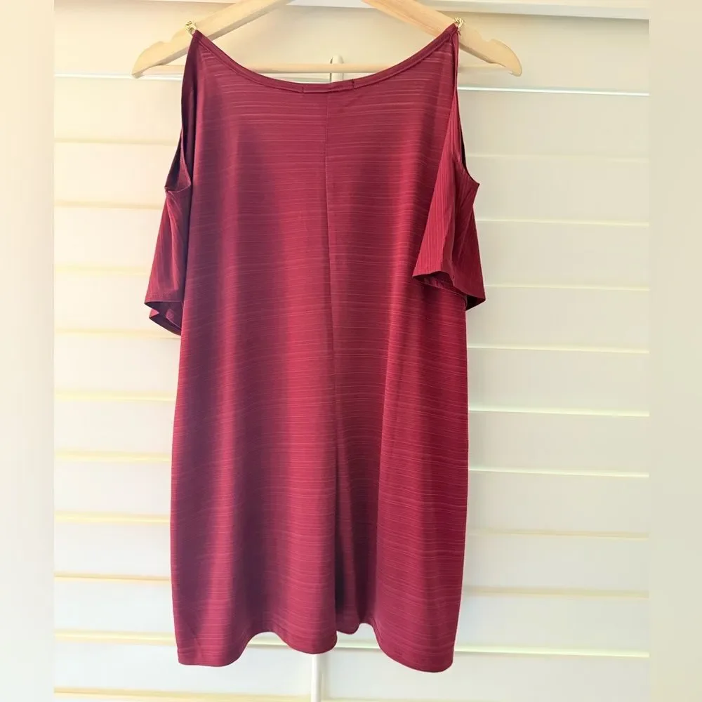Suzie In The City Red Short Sleeve Cold-Shoulder Top